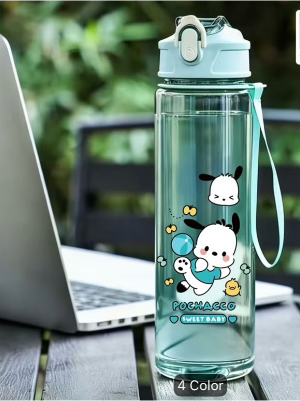 Sanrio Pochacco Aqua Green Water Bottle with Cute Character Print